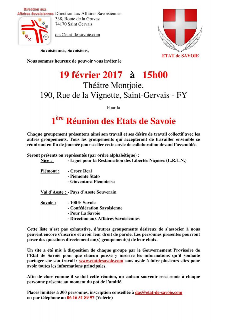 1ère réunion des Etats de Savoie - tilet